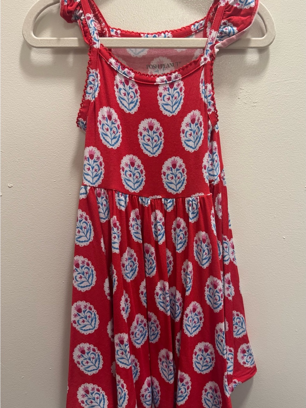 Posh Peanut Red Floral Sleeveless Knit Dress